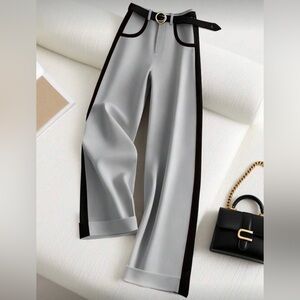 SHEIN Gray and Black Wide Leg Pants